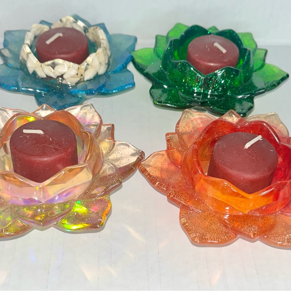 Colorful Lotus Votive Candle Holders - Picture 2 of 2